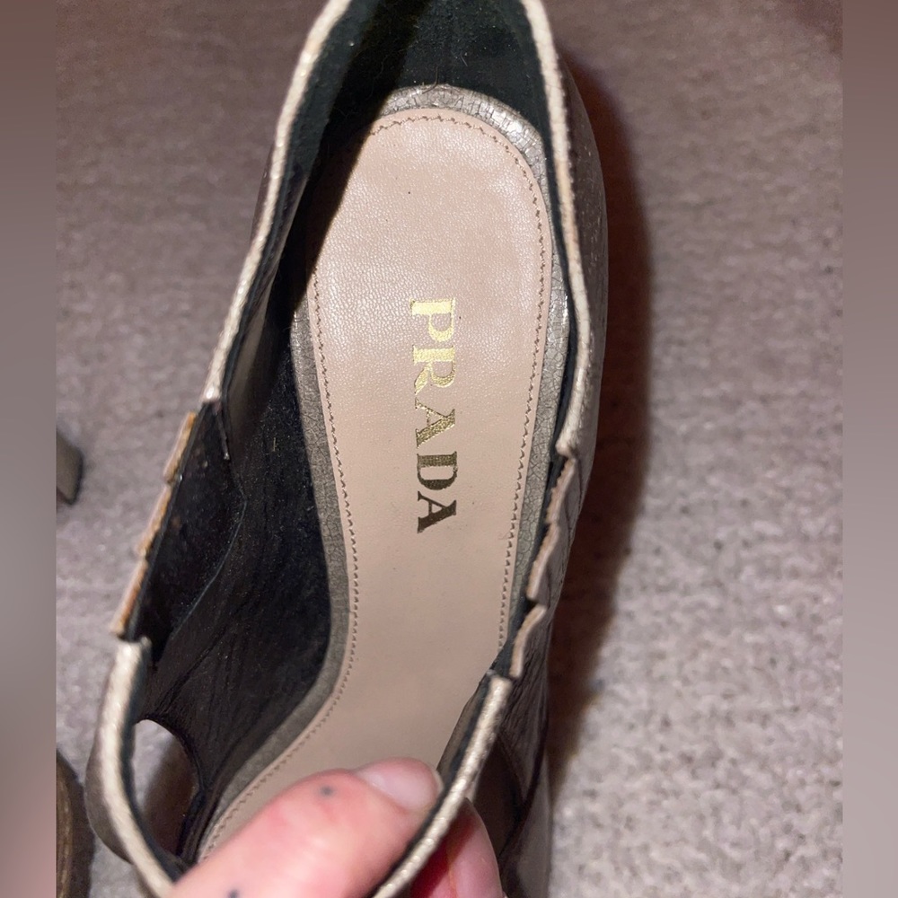 Prada Rustic Peep Toe High Heels - Picture 2 of 6